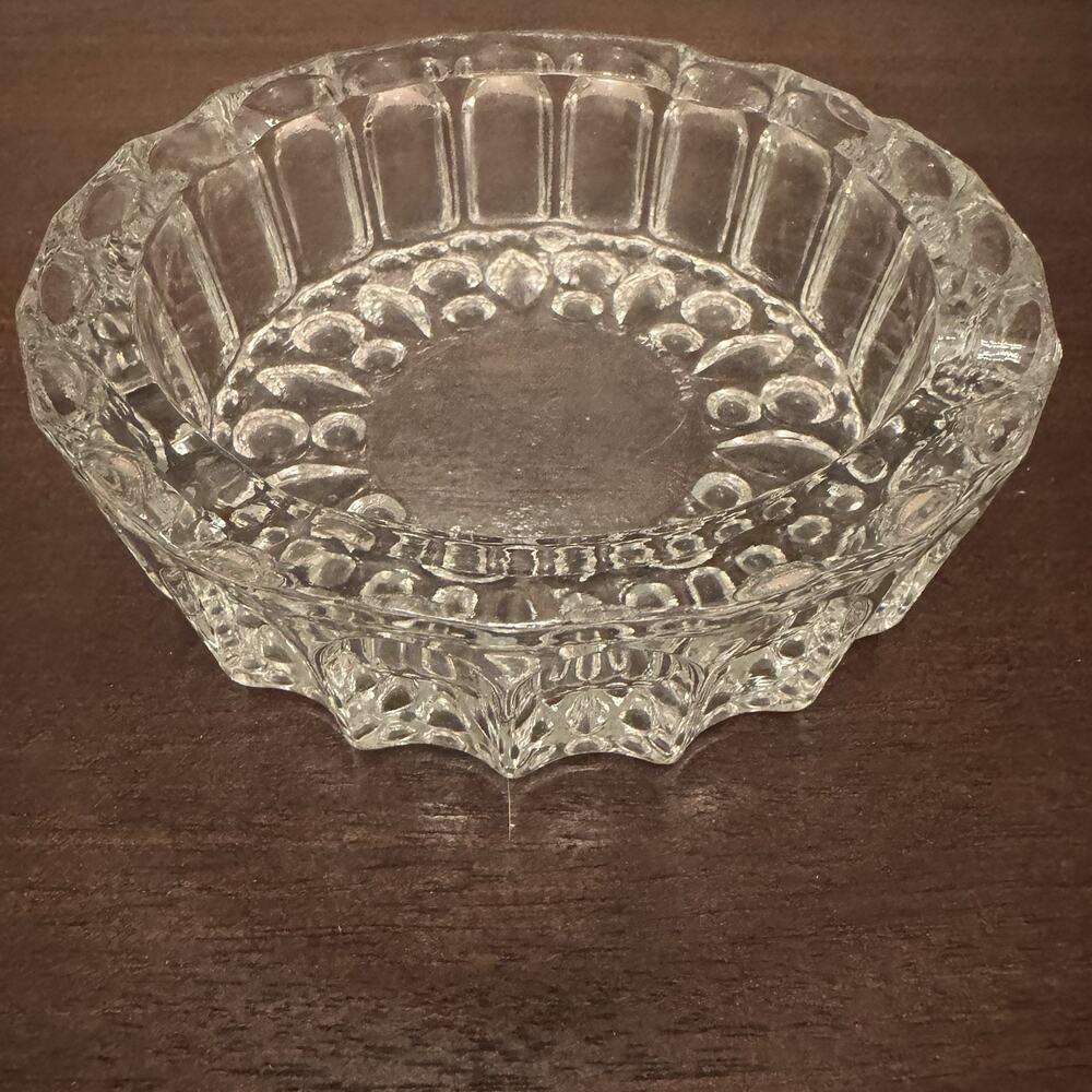 VTG KIG Malaysia Ashtray Candy Dish Clear Bubble Button Heavy